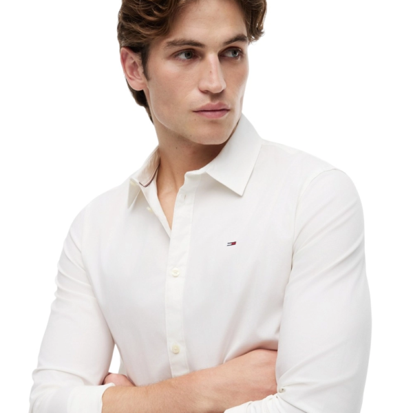 Tommy Hilfiger - Ανδρικό Πουκάμισο Tjm Original Stretch Shirt Slim Fit DM0DM04405-100 Λευκό DM0DM04405-100