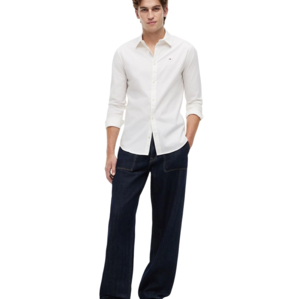 Tommy Hilfiger - Ανδρικό Πουκάμισο Tjm Original Stretch Shirt Slim Fit DM0DM04405-100 Λευκό DM0DM04405-100