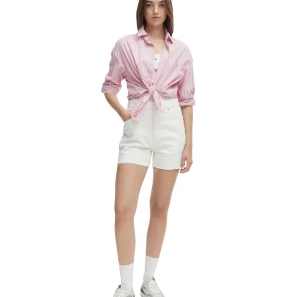 Tommy Hilfiger - Γυναικεία Βερμούδα Σορτς Mom Regular Fit DW0DW22695-1D0 Λευκό DW0DW22695-1D0
