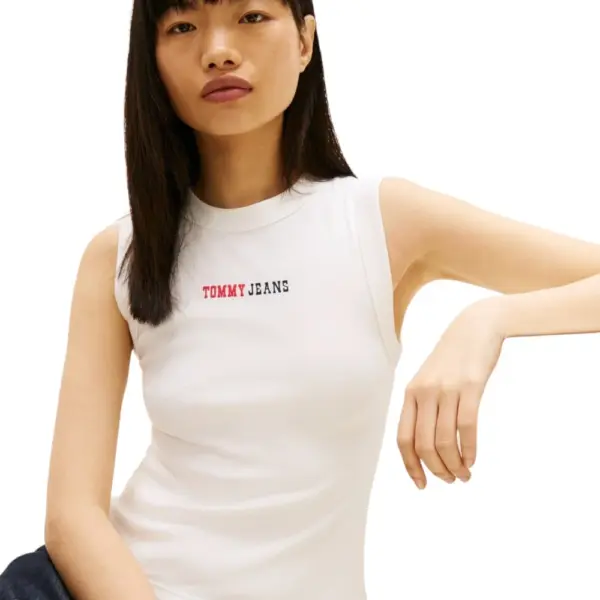Tommy Hilfiger - Γυναικείο T-shirt Αμάνικο Essential Logo Rib Tank Slim Fit DW0DW22577-YBL Εκρού DW0DW22577-YBL