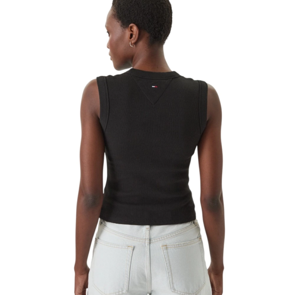 Tommy Hilfiger - Γυναικείο T-shirt Αμάνικο Essential Logo Rib Tank Slim Fit DW0DW22577-BDS Μαύρο DW0DW22577-BDS