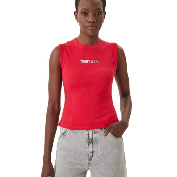 Tommy Hilfiger - Γυναικείο T-shirt Αμάνικο Essential Logo Rib Tank Slim Fit DW0DW22577-XK3 Κόκκινο