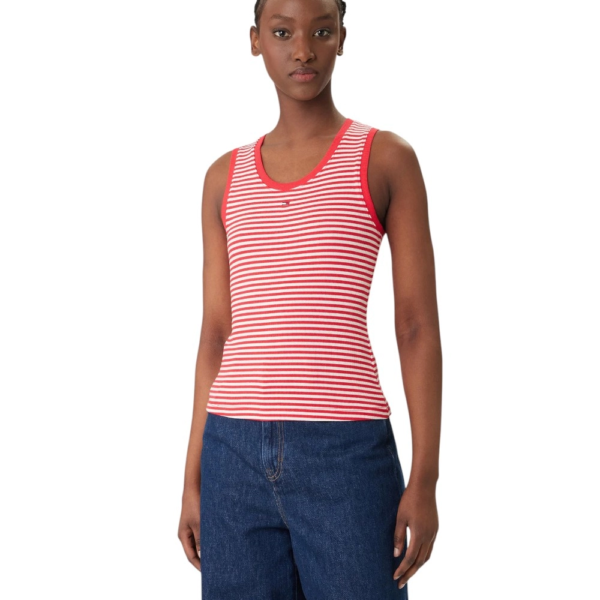 Tommy Hilfiger - Γυναικείο T-shirt Αμάνικο Rib Essential Tank Top Slim Fit DW0DW20673-0EY Κόκκινο