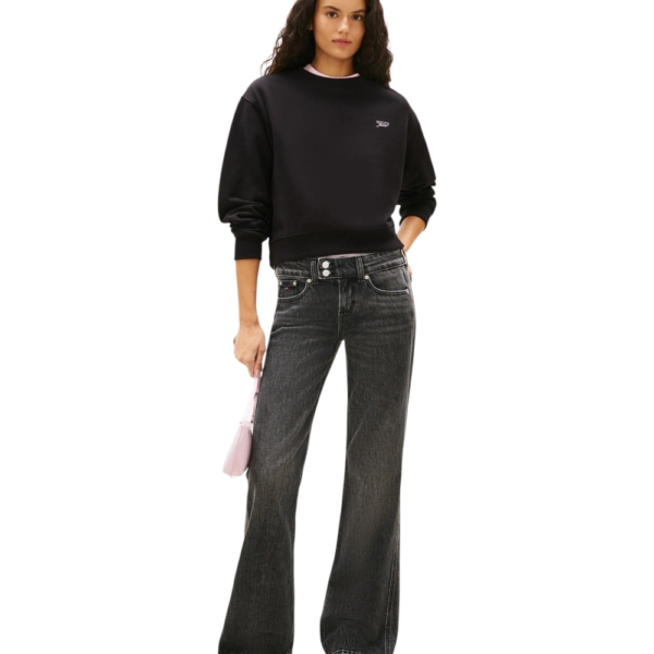 Tommy Hilfiger - Γυναικείο Φούτερ Rlx Sh Silver Script Crew Relaxed Fit DW0DW22985-BDS Μαύρο DW0DW22985-BDS