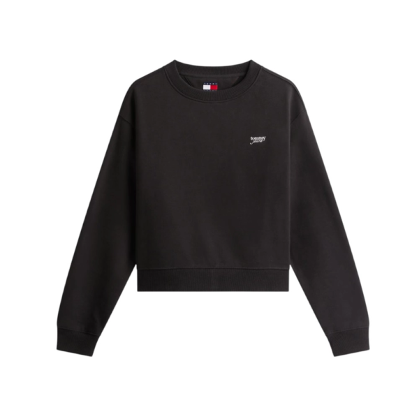 Tommy Hilfiger - Γυναικείο Φούτερ Rlx Sh Silver Script Crew Relaxed Fit DW0DW22985-BDS Μαύρο DW0DW22985-BDS