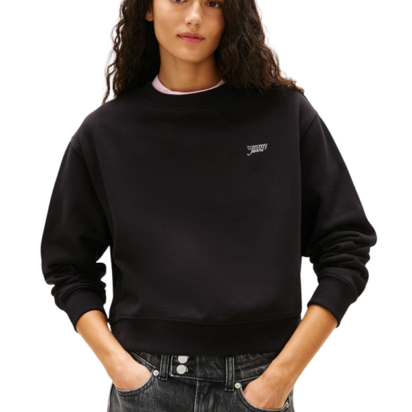 Tommy Hilfiger - Γυναικείο Φούτερ Rlx Sh Silver Script Crew Relaxed Fit DW0DW22985-BDS Μαύρο