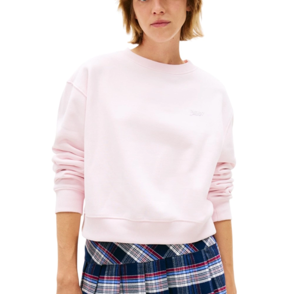 Tommy Hilfiger - Γυναικείο Φούτερ Rlx Sh Silver Script Crew Relaxed Fit DW0DW22985-TOG Ροζ