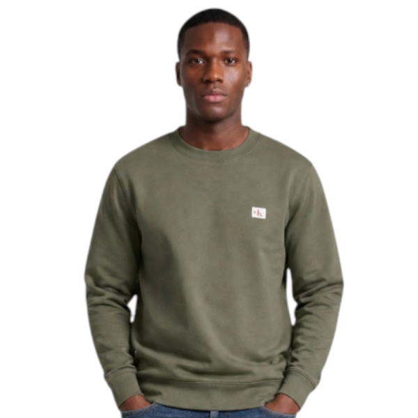 Calvin Klein - Ανδρική Μακρυμάνικη Μπλούζα French Terry Woven Label LV04RG268G-LDY Λαδί LV04RG268G-LDY