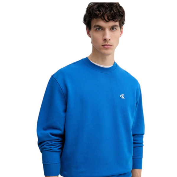 Calvin Klein - Ανδρική Μακρυμάνικη Φούτερ French Terry Woven Label Hoodie LV04RG269G-2ZU Μπλε LV04RG269G-2ZU