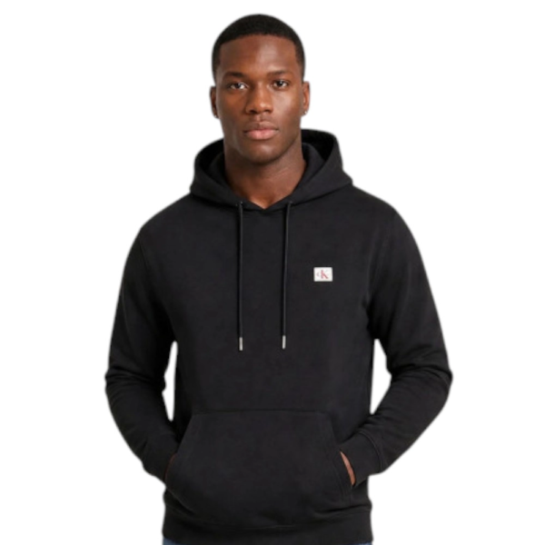 Calvin Klein - Ανδρική Μακρυμάνικη Φούτερ French Terry Woven Label Hoodie LV04RG269G-UB1 Μαύρο LV04RG269G-UB1
