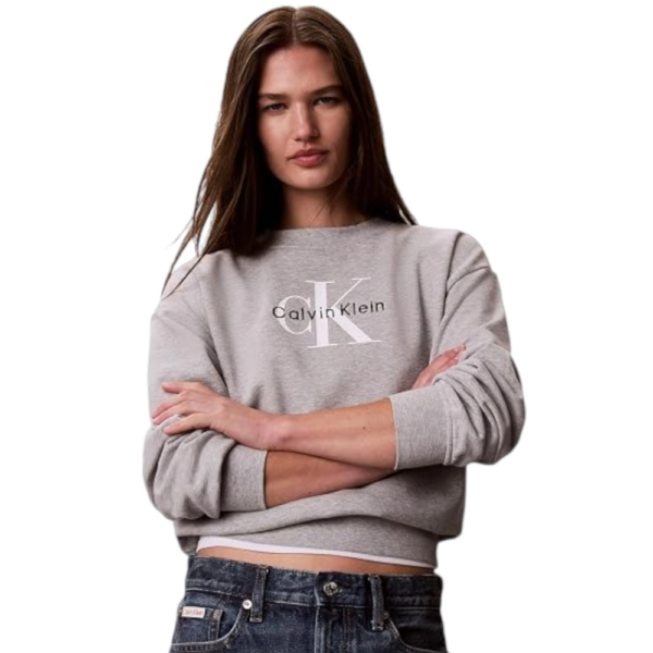 Calvin Klein - Γυναικείο Φούτερ Ls French Terry Monologo Crew LV047G823G-P79 Γκρι LV047G823G-P79