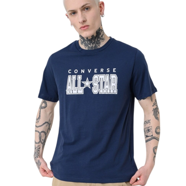 Converse - Ανδρικό T‑shirt All Star Tee CVM5T163-410 Μπλε CVM5T163-410