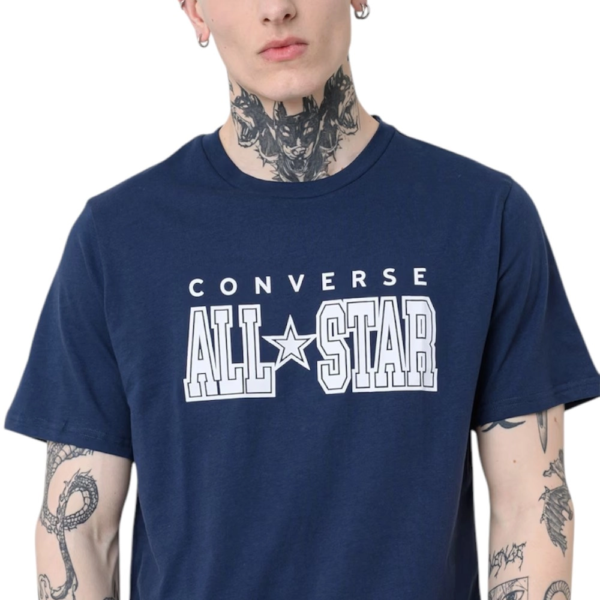 Converse - Ανδρικό T‑shirt All Star Tee CVM5T163-410 Μπλε CVM5T163-410