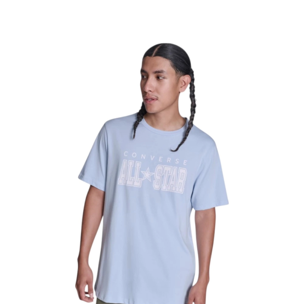 Converse - Ανδρικό T‑shirt All Star Tee CVM5T163-415 Γαλάζιο