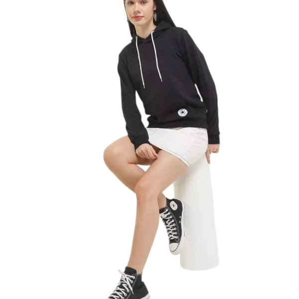 Converse - Γυναικεία Μπλούζα Φούτερ Chuck Taylor Patch CVW6H117-001 Μαύρο CVW6H117-001