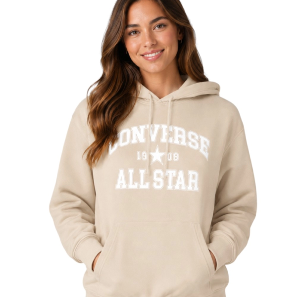 Converse - Γυναικεία Μπλούζα Φούτερ Standard Fit CVW6H113-127 Εκρού