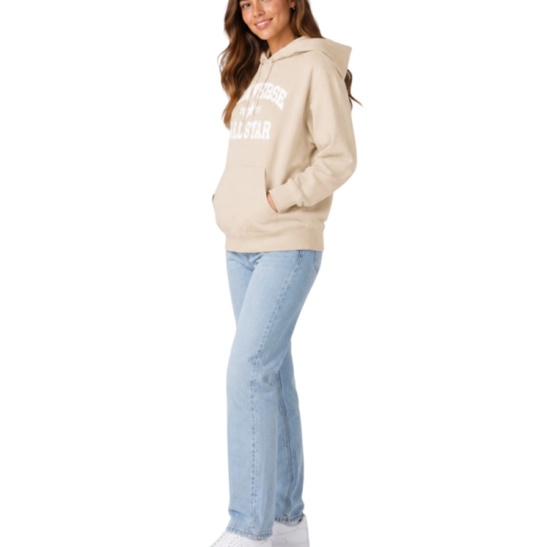 Converse - Γυναικεία Μπλούζα Φούτερ Standard Fit CVW6H113-127 Εκρού CVW6H113-127