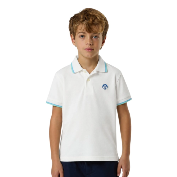 North Sails - Παιδικό Κοντομάνικο Μπλουζάκι Polo Logo Patch 794490-000-0101 Λευκό 794490-000-0101