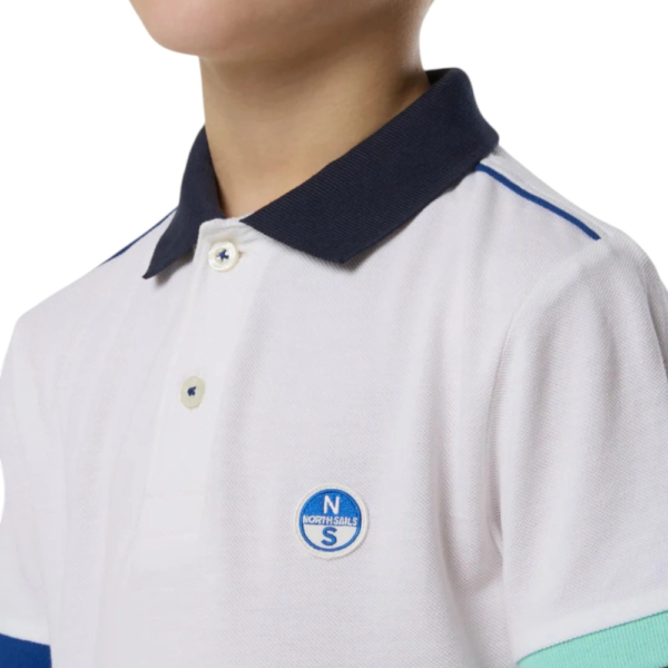 North Sails - Παιδικό Κοντομάνικο Μπλουζάκι Polo Mismatch Cuffs 794491-000-0101 Λευκό 794491-000-0101