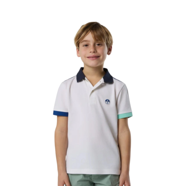 North Sails - Παιδικό Κοντομάνικο Μπλουζάκι Polo Mismatch Cuffs 794491-000-0101 Λευκό 794491-000-0101