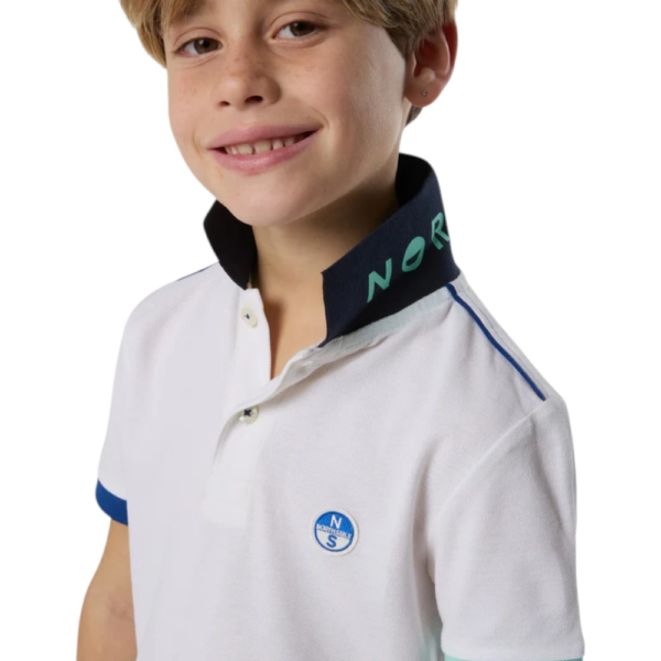 North Sails - Παιδικό Κοντομάνικο Μπλουζάκι Polo Mismatch Cuffs 794491-000-0101 Λευκό 794491-000-0101