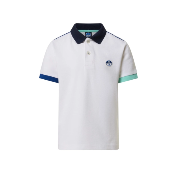 North Sails - Παιδικό Κοντομάνικο Μπλουζάκι Polo Mismatch Cuffs 794491-000-0101 Λευκό