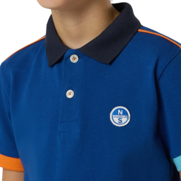 North Sails - Παιδικό Κοντομάνικο Μπλουζάκι Polo Mismatch Cuffs 794491-000-0790 Μπλε 794491-000-0790