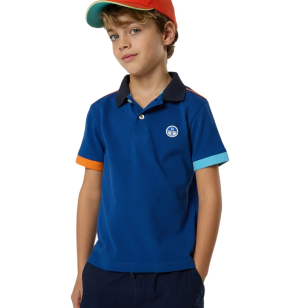 North Sails - Παιδικό Κοντομάνικο Μπλουζάκι Polo Mismatch Cuffs 794491-000-0790 Μπλε 794491-000-0790