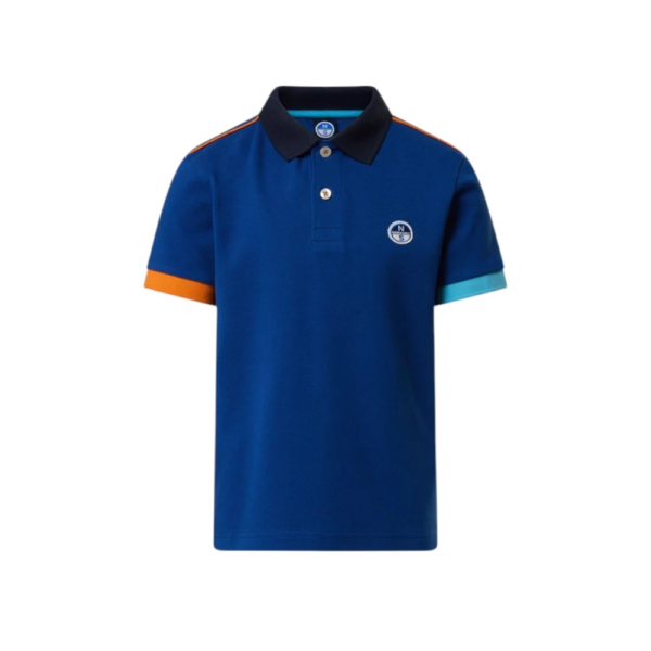 North Sails - Παιδικό Κοντομάνικο Μπλουζάκι Polo Mismatch Cuffs 794491-000-0790 Μπλε