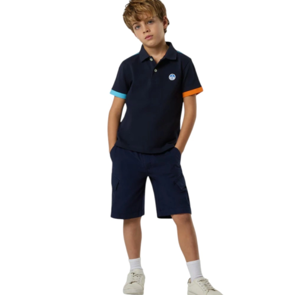 North Sails - Παιδικό Κοντομάνικο Μπλουζάκι Polo Mismatch Cuffs 794491-000-0802 Μπλε Ναυτικό 794491-000-0802