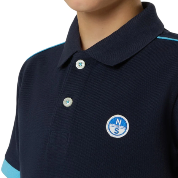 North Sails - Παιδικό Κοντομάνικο Μπλουζάκι Polo Mismatch Cuffs 794491-000-0802 Μπλε Ναυτικό 794491-000-0802