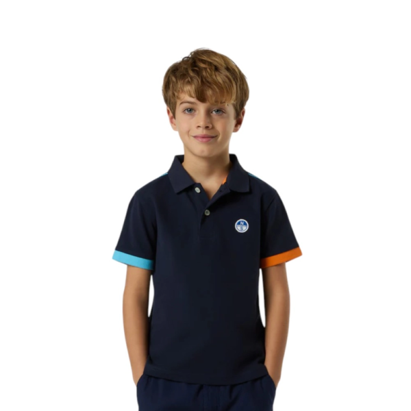 North Sails - Παιδικό Κοντομάνικο Μπλουζάκι Polo Mismatch Cuffs 794491-000-0802 Μπλε Ναυτικό 794491-000-0802