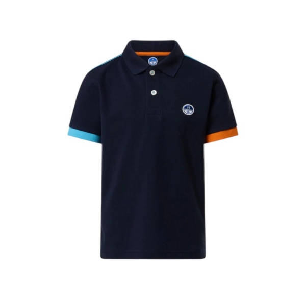 North Sails - Παιδικό Κοντομάνικο Μπλουζάκι Polo Mismatch Cuffs 794491-000-0802 Μπλε Ναυτικό