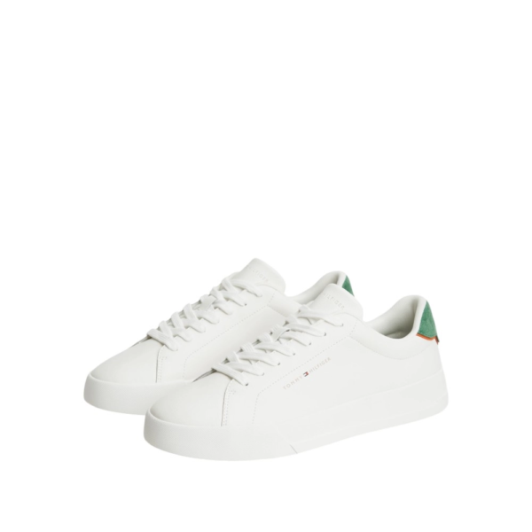 Tommy Hilfiger - Ανδρικά Sneakers Th Court Lth Detail Ess FM0FM05367-0F5 Λευκό/Πράσινο FM0FM05367-0F5