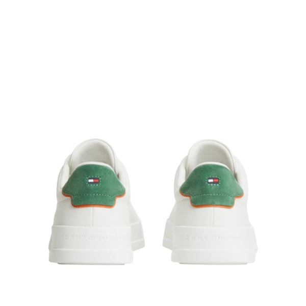 Tommy Hilfiger - Ανδρικά Sneakers Th Court Lth Detail Ess FM0FM05367-0F5 Λευκό/Πράσινο FM0FM05367-0F5