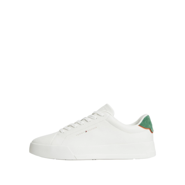 Tommy Hilfiger - Ανδρικά Sneakers Th Court Lth Detail Ess FM0FM05367-0F5 Λευκό/Πράσινο FM0FM05367-0F5
