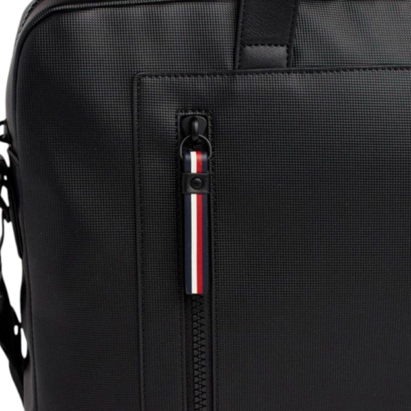 Tommy Hilfiger - Ανδρική Τσάντα Χαρτοφύλακας Pique Slim AM0AM11784-BDS Μαύρο AM0AM11784-BDS