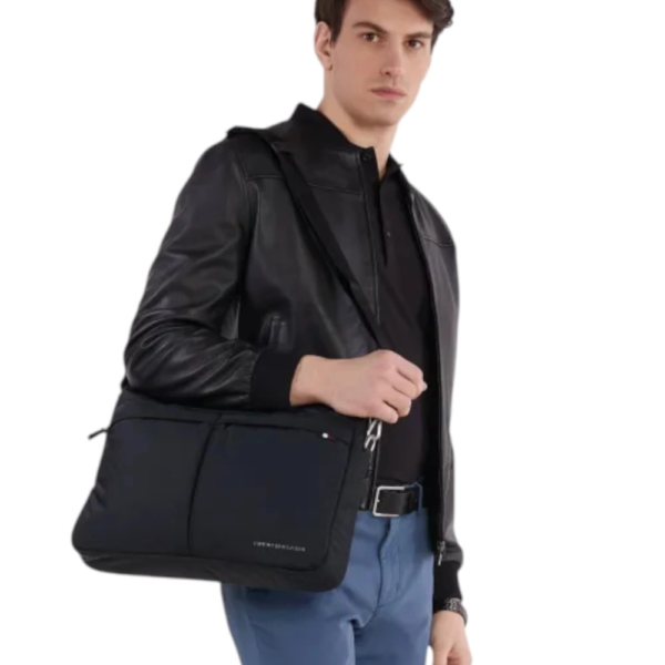 Tommy Hilfiger - Ανδρικό Τσάντα Χαρτοφύλακας Signature Computer Bag AM0AM12215-BDS Μαύρο AM0AM12215-BDS