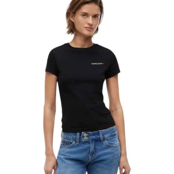 Tommy Hilfiger - Γυναικείο T-shirt Logo Slim Jersey DW0DW23479-BDS Μαύρο DW0DW23479-BDS