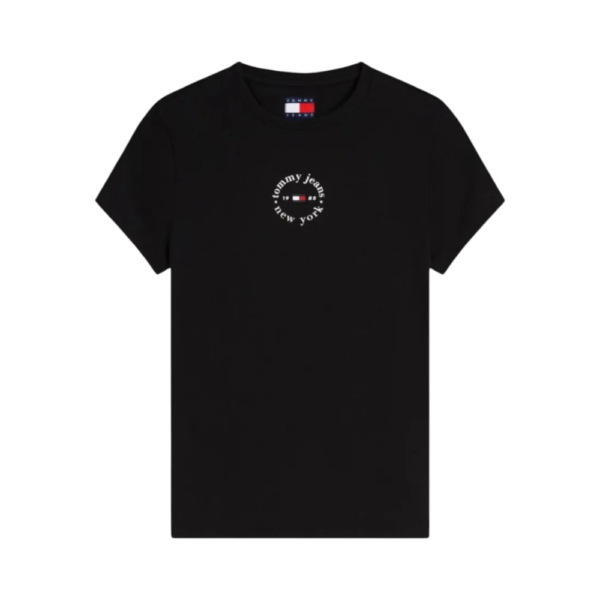 Tommy Hilfiger - Γυναικείο T-shirt Slim Essential Logo Rib DW0DW22807-BDS Μαύρο