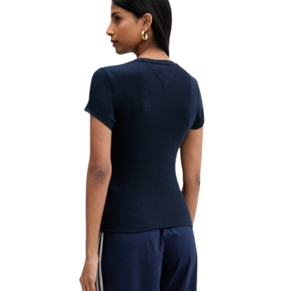 Tommy Hilfiger - Γυναικείο T-shirt Slim Essential Logo Rib DW0DW22807-C1G Μπλε DW0DW22807-C1G