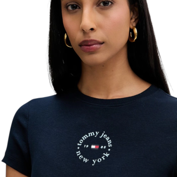 Tommy Hilfiger - Γυναικείο T-shirt Slim Essential Logo Rib DW0DW22807-C1G Μπλε DW0DW22807-C1G