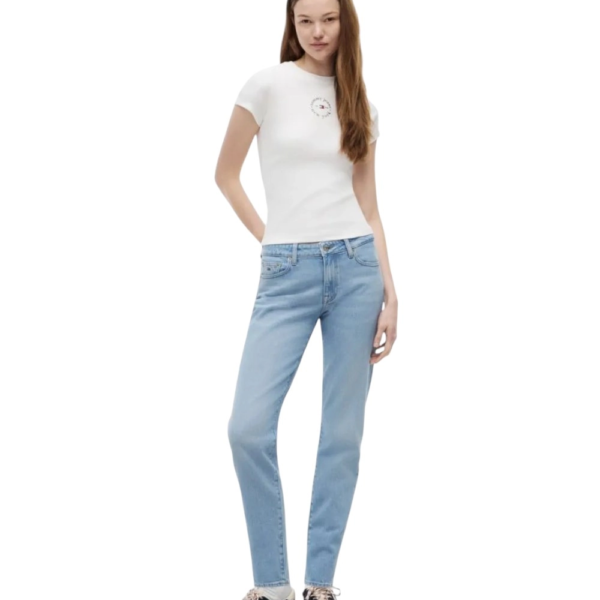 Tommy Hilfiger - Γυναικείο T-shirt Slim Essential Logo Rib DW0DW22807-YBL Λευκό DW0DW22807-YBL