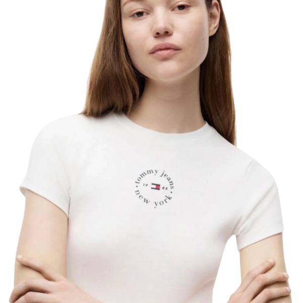 Tommy Hilfiger - Γυναικείο T-shirt Slim Essential Logo Rib DW0DW22807-YBL Λευκό DW0DW22807-YBL