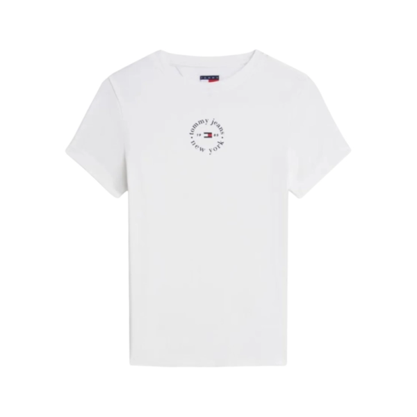Tommy Hilfiger - Γυναικείο T-shirt Slim Essential Logo Rib DW0DW22807-YBL Λευκό