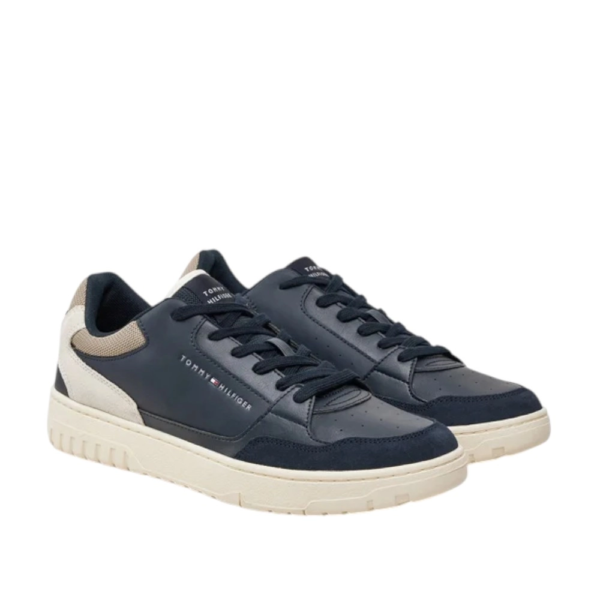 Tommy Hilfiger – Ανδρικά Δερμάτινα Sneakers Th Basket Core Lth Mix Ess FM0FM05058-0F5 Μπλε FM0FM05058-0F5
