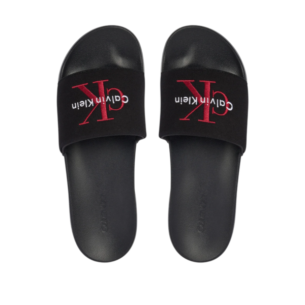 Calvin Klein - Ανδρικές Παντόφλες Slide Canvas Logo YM0YM01393-0KQ Μαύρο YM0YM01393-0KQ