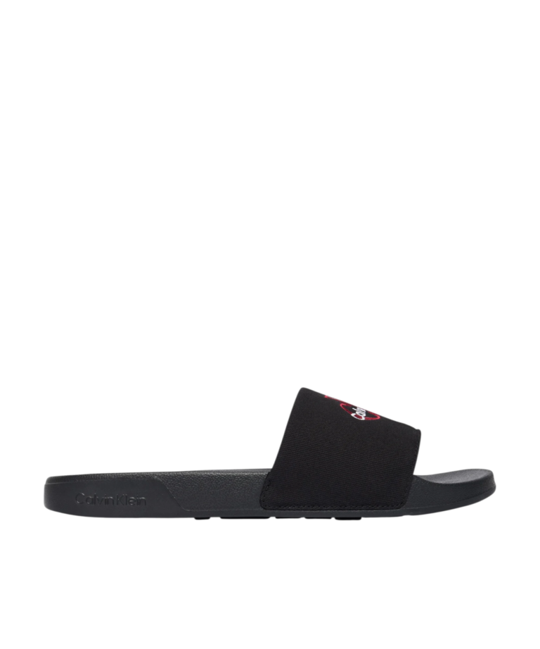 Calvin Klein - Ανδρικές Παντόφλες Slide Canvas Logo YM0YM01393-0KQ Μαύρο