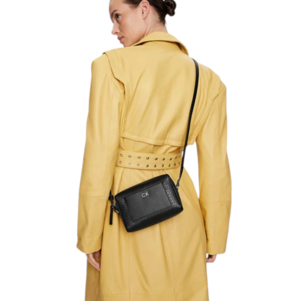 Calvin Klein - Γυναικεία Τσάντα Ώμου Ck Daily Camera Bag Croco K60K612140-BEH Μαύρο K60K612140-BEH