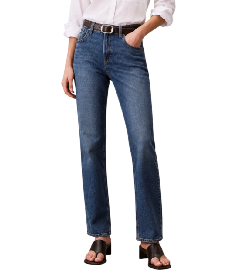 Calvin Klein - Γυναικείο Παντελόνι Jeans High Rise Straight Vintage Sky LV047F711G-SBB Μπλε
